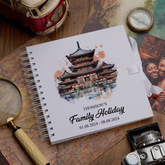 Personalised Tokyo Holiday Memory Scrapbook Journal Photo Albums Adventures Photo Album ukgiftstoreonline Pagoda 8 x 8 Inches