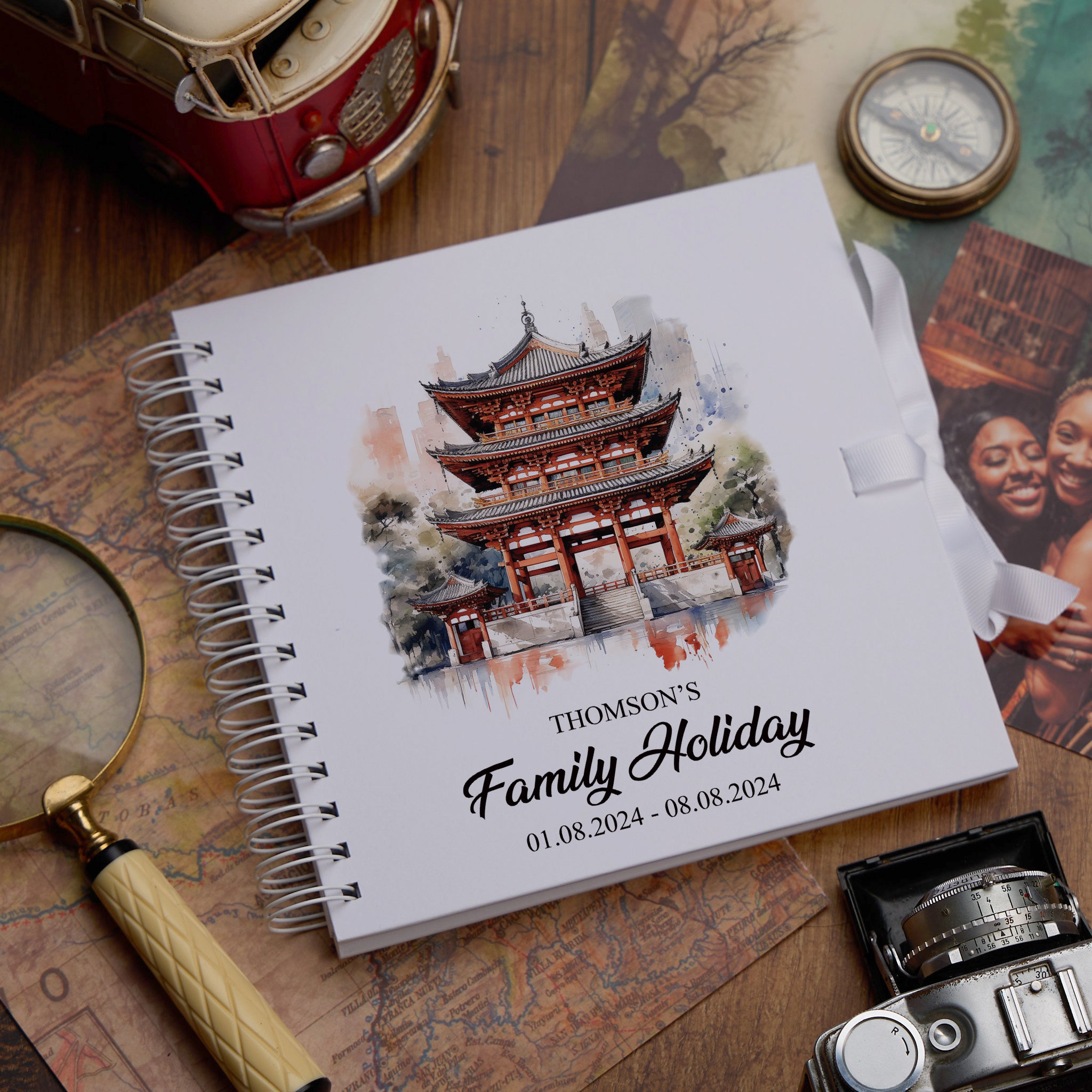 Personalised Tokyo Holiday Memory Scrapbook Journal Photo Albums Adventures Photo Album ukgiftstoreonline Temple 8 x 8 Inches