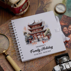 Personalised Tokyo Holiday Memory Scrapbook Journal Photo Albums Adventures Photo Album ukgiftstoreonline Temple 8 x 8 Inches