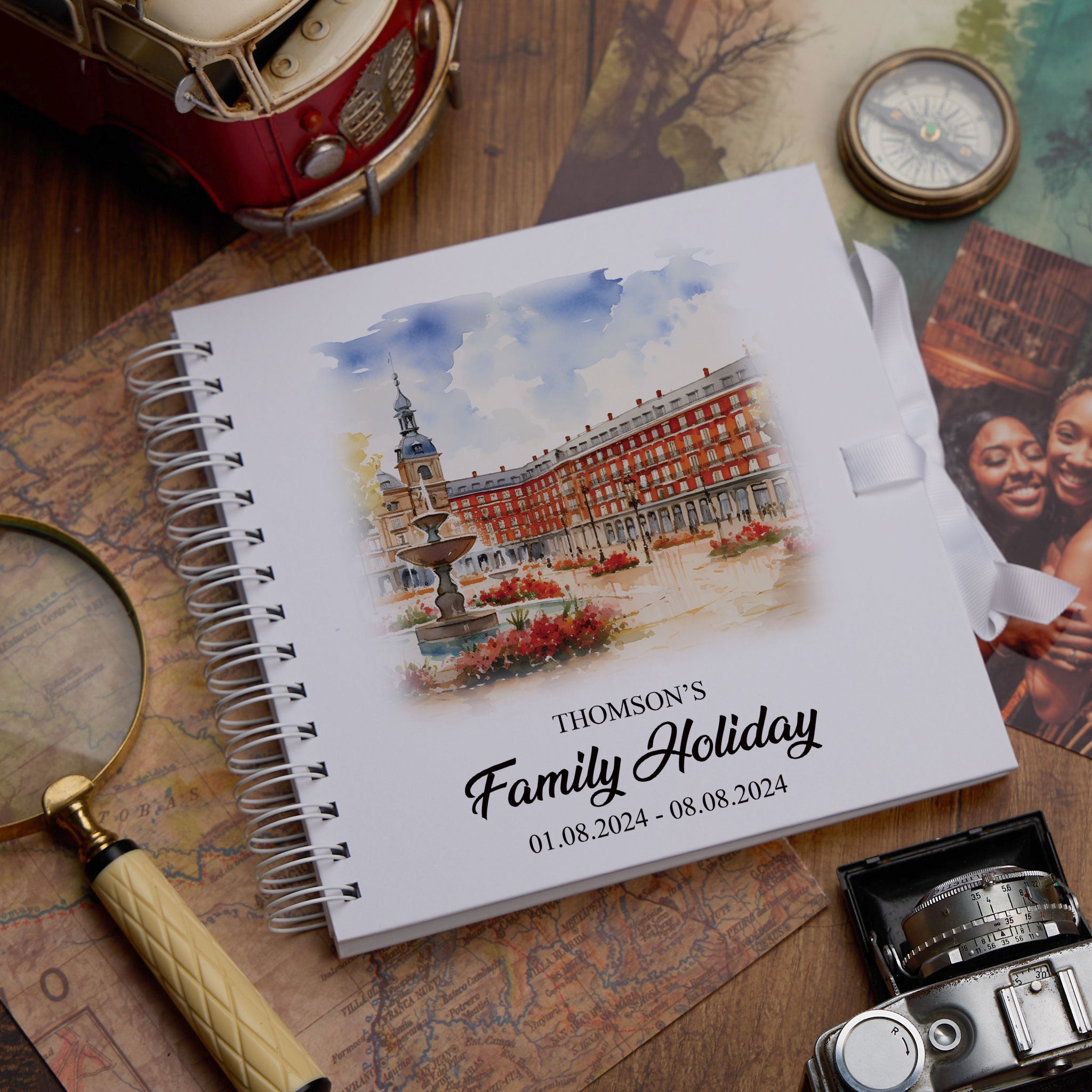 Personalised Madrid Holiday Memory Scrapbook Journal Photo Albums Adventures Photo Album ukgiftstoreonline Plaza Major 8 x 8 Inches