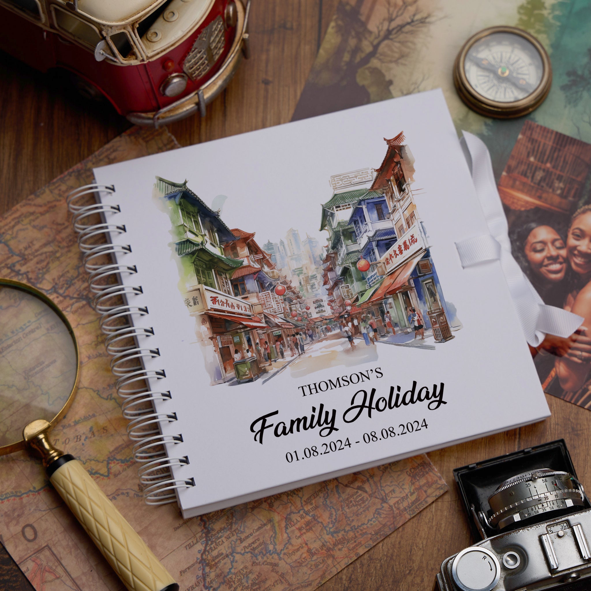 Personalised Singapore Holiday Memory Scrapbook Journal Photo Albums Adventures Photo Album ukgiftstoreonline China Town 8 x 8 Inches