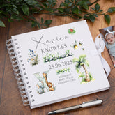 Personalised Baby Scrapbook Tropical Safari Theme Memory Book Special Keepsake Album With Birth Details