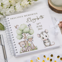 Personalised Baby Scrapbook Woodland Animals Design Memory Book Special Keepsake Album With Birth Details