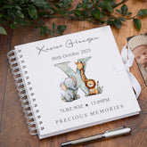 Personalised Baby Scrapbook Safari Animals Alphabet Design Memory Book Special Keepsake Album With Birth Details