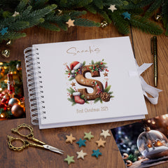 Personalised Cute Christmas Family Baby Couples Memory Book With Wood Letters