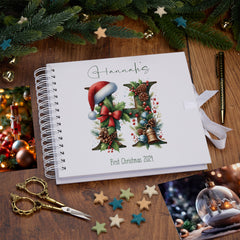 Personalised Christmas Family Baby Couples Memory Book With Decorations