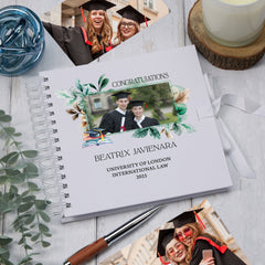 Elegant Personalised Graduation Day Memory Scrapbook Custom Photo Leaves Design Graduation Keepsake Scrapbook Album
