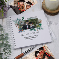 Elegant Personalised Graduation Day Memory Scrapbook Custom Photo Leaves Design Graduation Keepsake Scrapbook Album