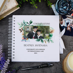 Elegant Personalised Graduation Day Memory Scrapbook Custom Photo Leaves Design Graduation Keepsake Scrapbook Album