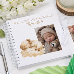 Personalised Welcome To The World Baby Scrapbook Cute Sleeping Animals Design Memory Book Special Keepsake Album