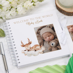 Personalised Welcome To The World Baby Scrapbook Cute Sleeping Animals Design Memory Book Special Keepsake Album