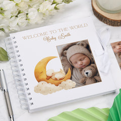 Personalised Welcome To The World Baby Scrapbook Cute Sleeping Animals Design Memory Book Special Keepsake Album