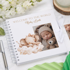 Personalised Welcome To The World Baby Scrapbook Cute Sleeping Animals Design Memory Book Special Keepsake Album