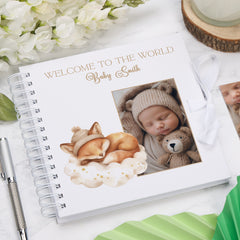 Personalised Welcome To The World Baby Scrapbook Cute Sleeping Animals Design Memory Book Special Keepsake Album