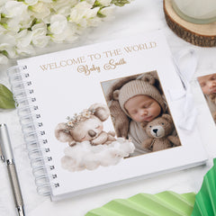 Personalised Welcome To The World Baby Scrapbook Cute Sleeping Animals Design Memory Book Special Keepsake Album