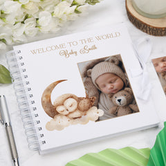 Personalised Welcome To The World Baby Scrapbook Cute Sleeping Animals Design Memory Book Special Keepsake Album