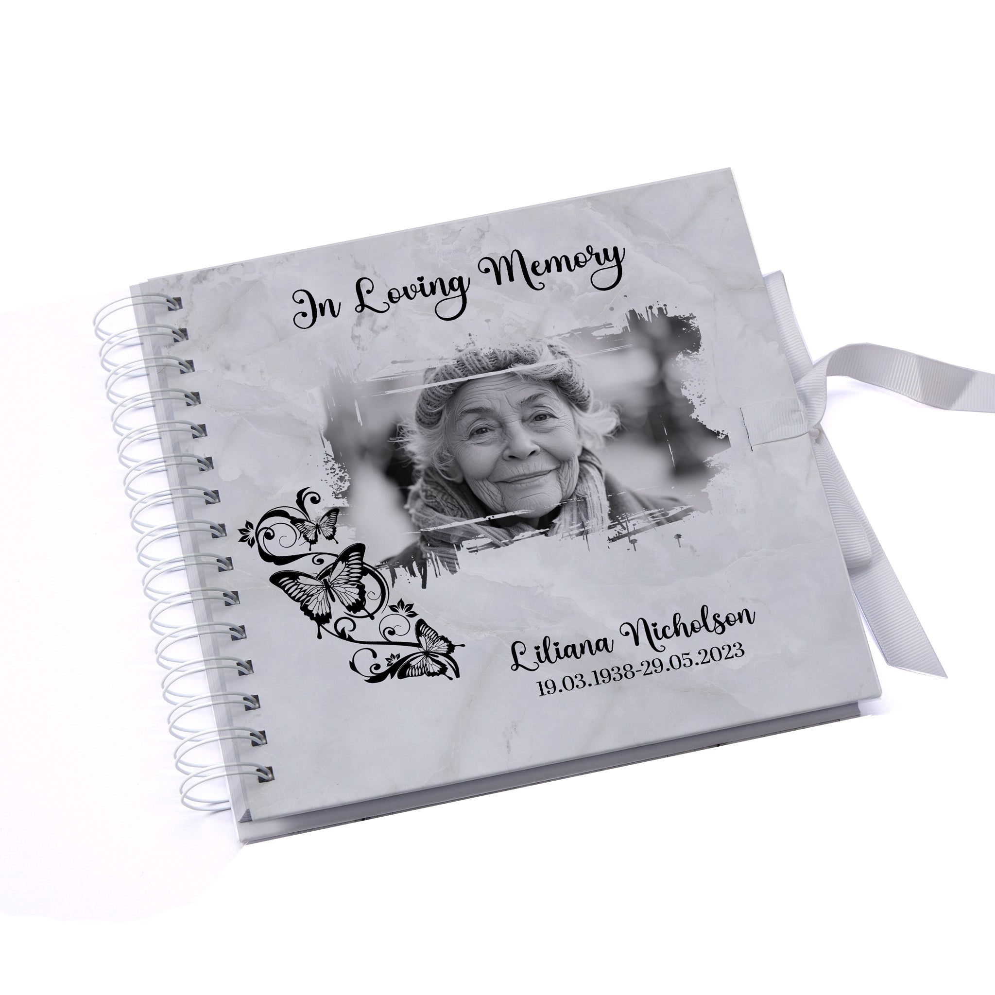 Personalised Condolence Memory Book Photo Funeral Guest Book With Butterflies Scrapbook ukgiftstoreonline