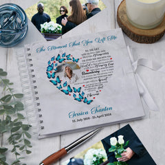 Personalised Condolence Photo Memory Book Funeral Guest Book With Butterfly Heart