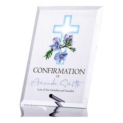 Personalised Confirmation Keepsake Plaque Gift With Blue Cross