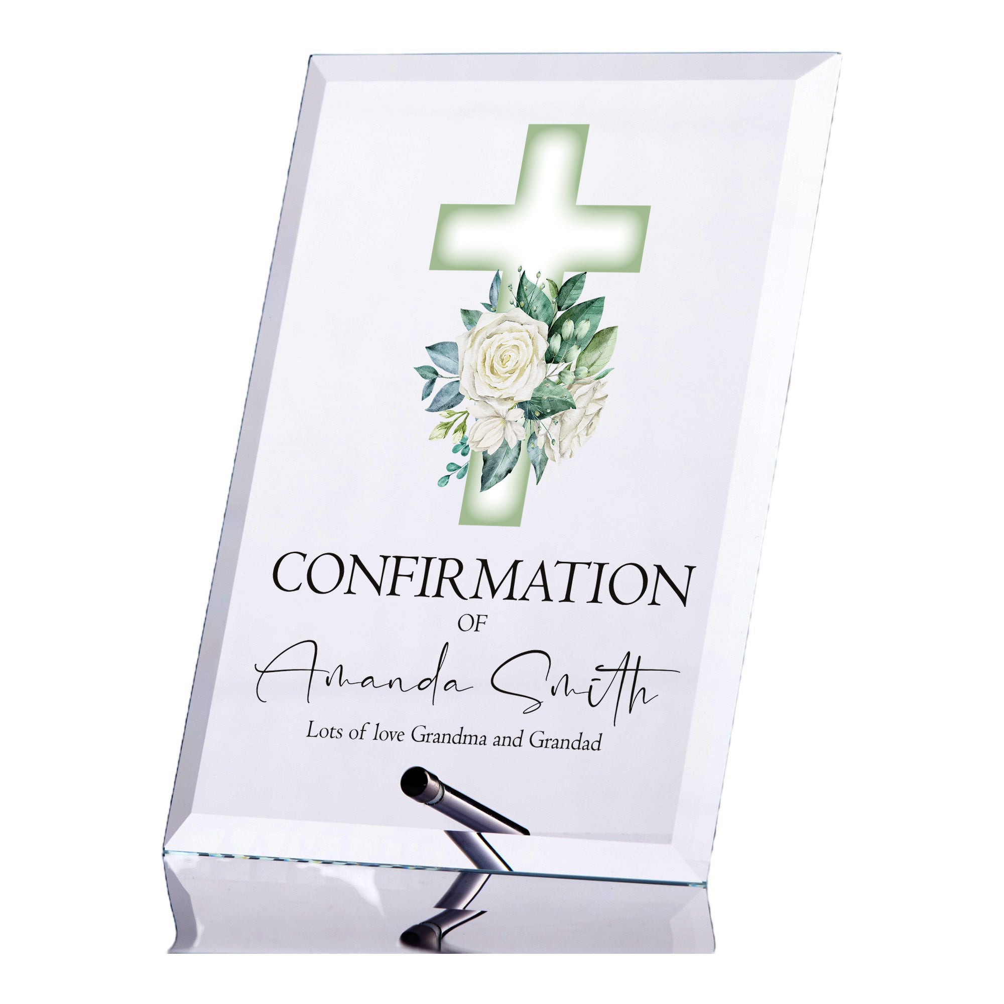 Personalised Confirmation Keepsake Plaque Gift With Green Cross