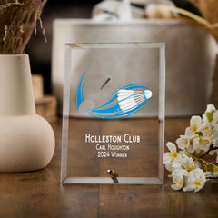 Personalised Badminton Trophy Plaque With Colour Print