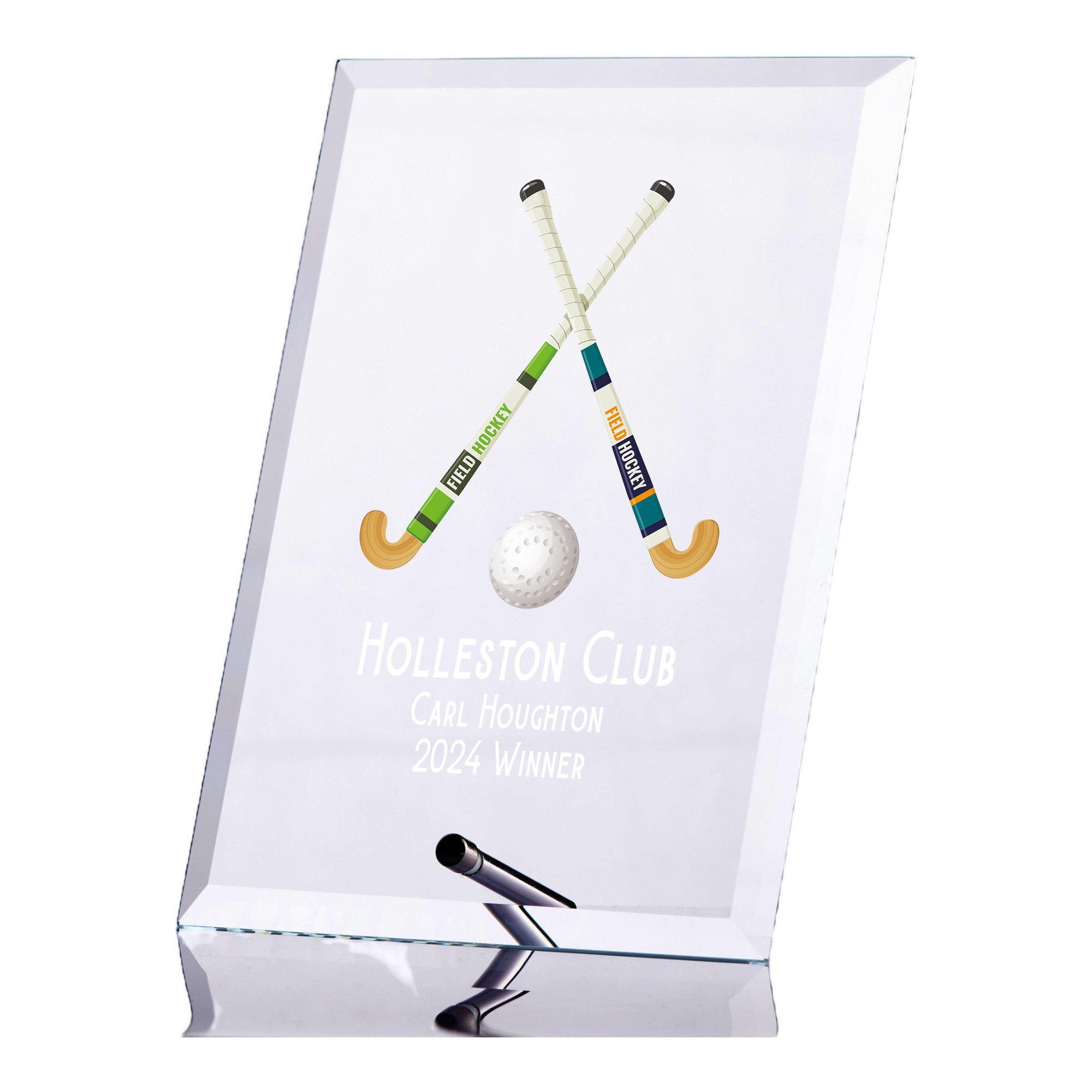 Personalised Field Hockey Trophy Glass Plaque With Colour Print Personalised Plaque Sign ukgiftstoreonline