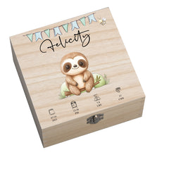 Personalised Wooden Baby Memory Keepsake Box With Cute Animals