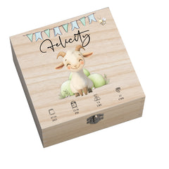 Personalised Wooden Baby Memory Keepsake Box With Cute Animals