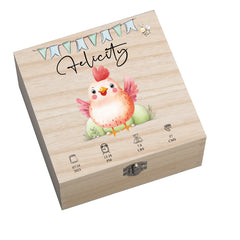 Personalised Wooden Baby Memory Keepsake Box With Cute Animals