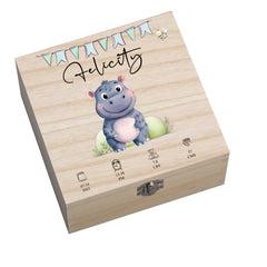 Personalised Wooden Baby Memory Keepsake Box With Cute Animals