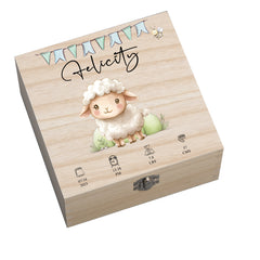 Personalised Wooden Baby Memory Keepsake Box With Cute Animals