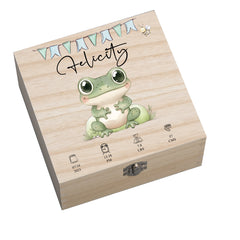 Personalised Wooden Baby Memory Keepsake Box With Cute Animals