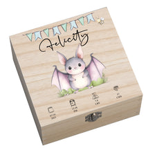Personalised Wooden Baby Memory Keepsake Box With Cute Animals