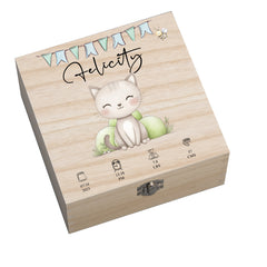 Personalised Wooden Baby Memory Keepsake Box With Cute Animals