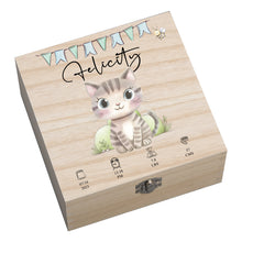 Personalised Wooden Baby Memory Keepsake Box With Cute Animals