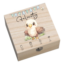 Personalised Wooden Baby Memory Keepsake Box With Cute Animals