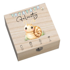 Personalised Wooden Baby Memory Keepsake Box With Cute Animals