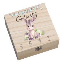 Personalised Wooden Baby Memory Keepsake Box With Cute Animals