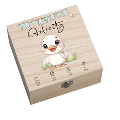 Personalised Wooden Baby Memory Keepsake Box With Cute Animals