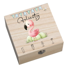 Personalised Wooden Baby Memory Keepsake Box With Cute Animals