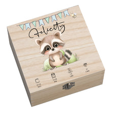 Personalised Wooden Baby Memory Keepsake Box With Cute Animals