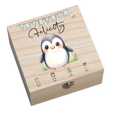 Personalised Wooden Baby Memory Keepsake Box With Cute Animals