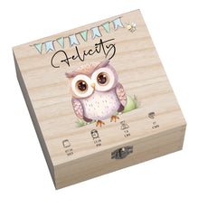 Personalised Wooden Baby Memory Keepsake Box With Cute Animals