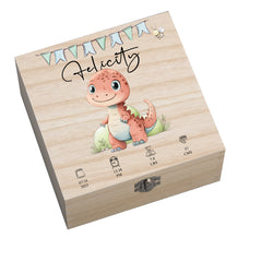 Personalised Wooden Baby Memory Keepsake Box With Cute Animals