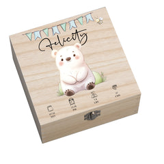 Personalised Wooden Baby Memory Keepsake Box With Cute Animals