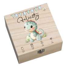 Personalised Wooden Baby Memory Keepsake Box With Cute Animals