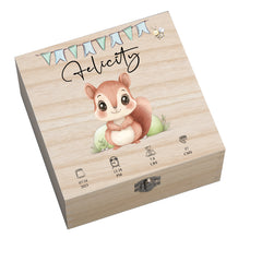 Personalised Wooden Baby Memory Keepsake Box With Cute Animals