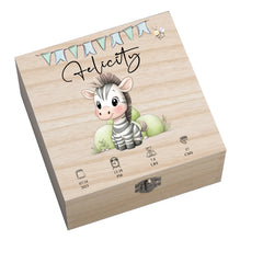 Personalised Wooden Baby Memory Keepsake Box With Cute Animals
