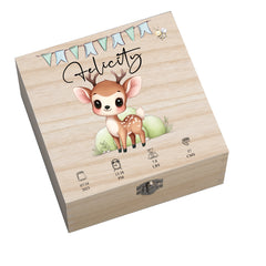 Personalised Wooden Baby Memory Keepsake Box With Cute Animals