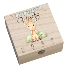 Personalised Wooden Baby Memory Keepsake Box With Cute Animals
